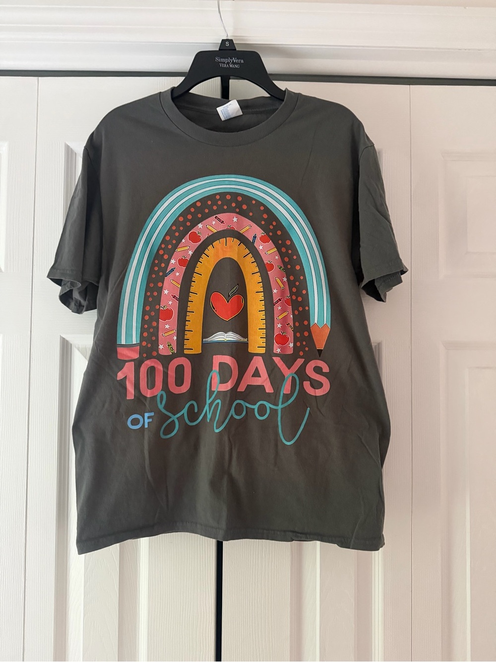Women’s 100 Days of School Graphic Tee - Charcoal